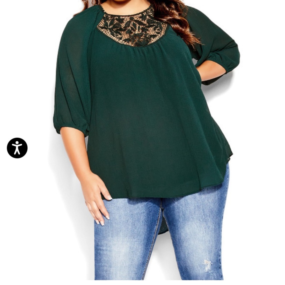 Forest Green Lace Top